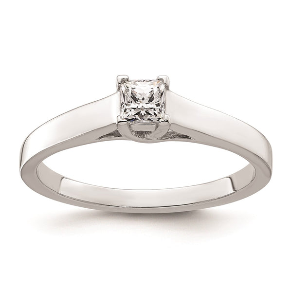 14K White Gold V-End Princess Engagement Ring Setting, 1/4 Carat