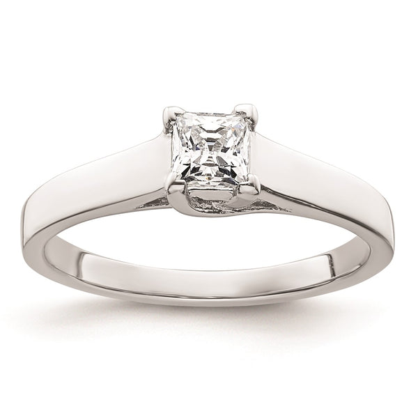 14K White Gold 1/3 Carat V-End Princess Engagement Ring Setting
