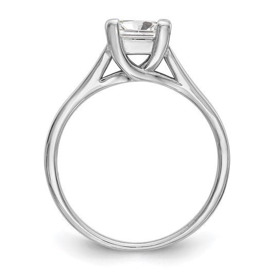 Exclusive 14K White Gold 1 Carat V-End Square Princess Cut Engagement Ring