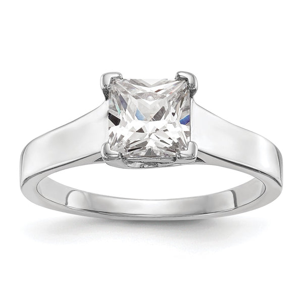 14K White Gold 1 Carat V-End Square Princess Cut Engagement Ring
