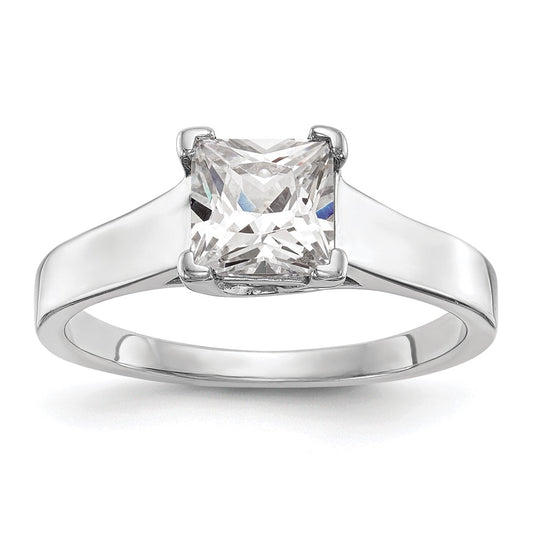 Exclusive 14K White Gold 1 Carat V-End Square Princess Cut Engagement Ring