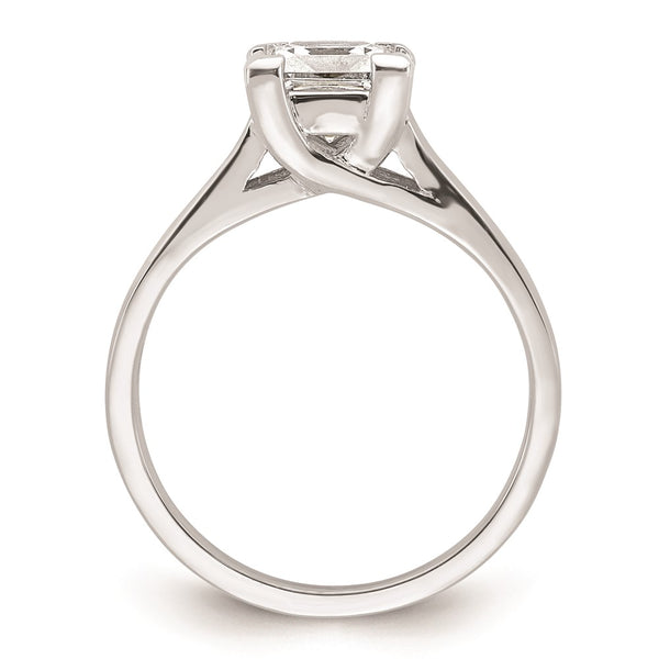 14K White Gold V-End Princess Engagement Ring Setting, 1.25 Carat