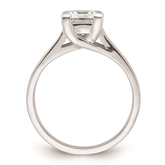 High-Quality 14K White Gold V-End Princess Engagement Ring Setting, 1.25 Carat