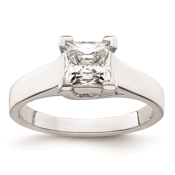 14K White Gold V-End Princess Engagement Ring Setting, 1.25 Carat