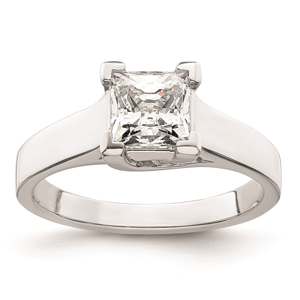High-Quality 14K White Gold V-End Princess Engagement Ring Setting, 1.25 Carat