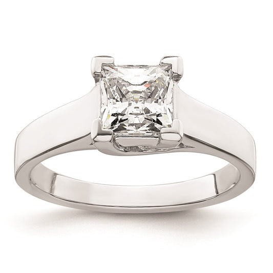 High-Quality 14K White Gold V-End Princess Engagement Ring Setting, 1.25 Carat