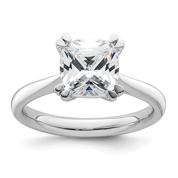14K White Gold Cushion-Cut Engagement Ring Setting, 2.5 Ct