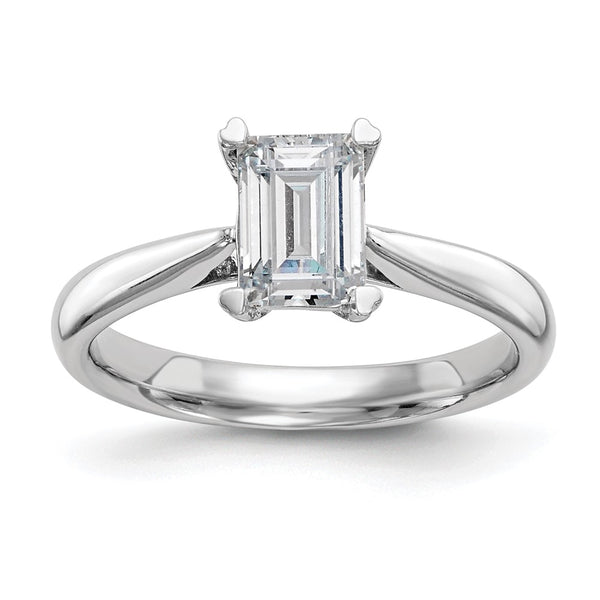 14K White Gold 1 Carat Emerald-Cut Engagement Ring Setting