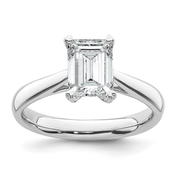 14K White Gold 1.25 Carat Emerald-Cut Engagement Ring