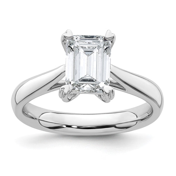 14K White Gold 1.5 Carat Emerald-Cut Engagement Ring