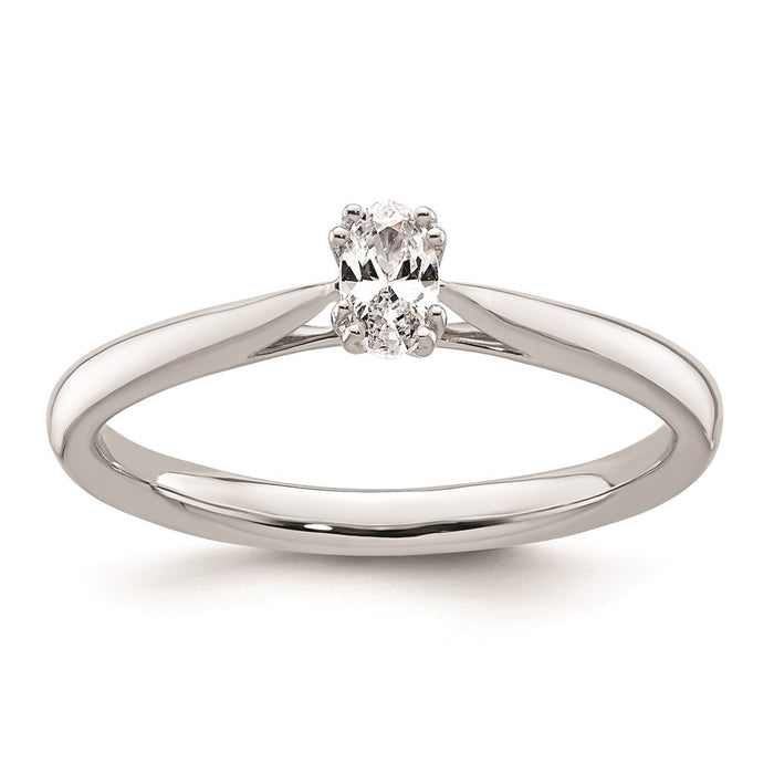 High-Quality 14K White Gold 1/4 Carat Oval Engagement Ring - Stylish & Affordable-1