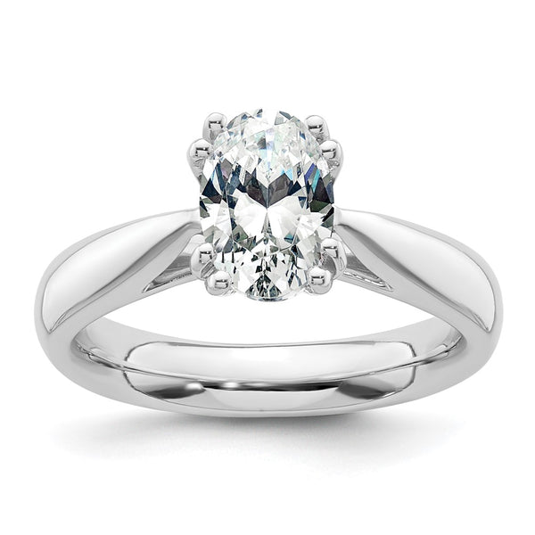 14K White Gold 2-Carat Oval Solitaire Engagement Ring Setting