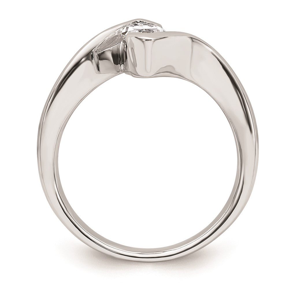 Buy 14K White Gold Half-Bezel Bypass Engagement Ring Setting | 3/4 Carat Value
