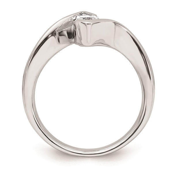 Buy 14K White Gold Half-Bezel Bypass Engagement Ring Setting | 3/4 Carat Value