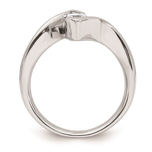Buy 14K White Gold Half-Bezel Bypass Engagement Ring Setting | 3/4 Carat Value
