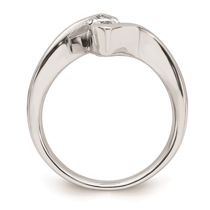 Buy 14K White Gold Half-Bezel Bypass Engagement Ring Setting | 3/4 Carat Value-2