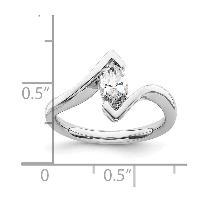 Buy 14K White Gold Half-Bezel Bypass Engagement Ring Setting | 3/4 Carat Value-7