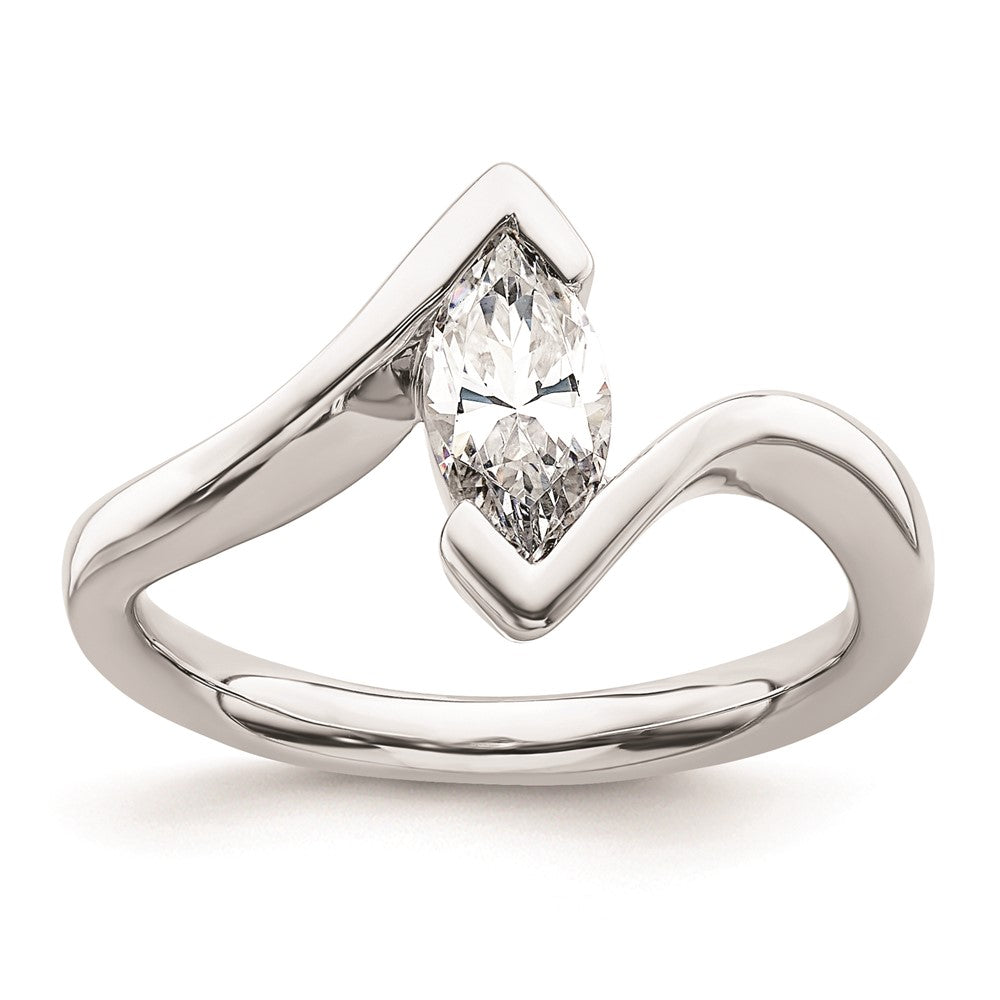 Buy 14K White Gold Half-Bezel Bypass Engagement Ring Setting | 3/4 Carat Value