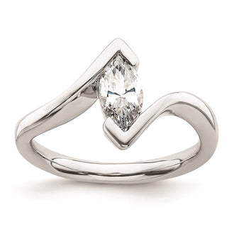 Buy 14K White Gold Half-Bezel Bypass Engagement Ring Setting | 3/4 Carat Value
