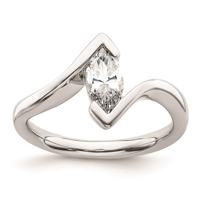 Buy 14K White Gold Half-Bezel Bypass Engagement Ring Setting | 3/4 Carat Value-1