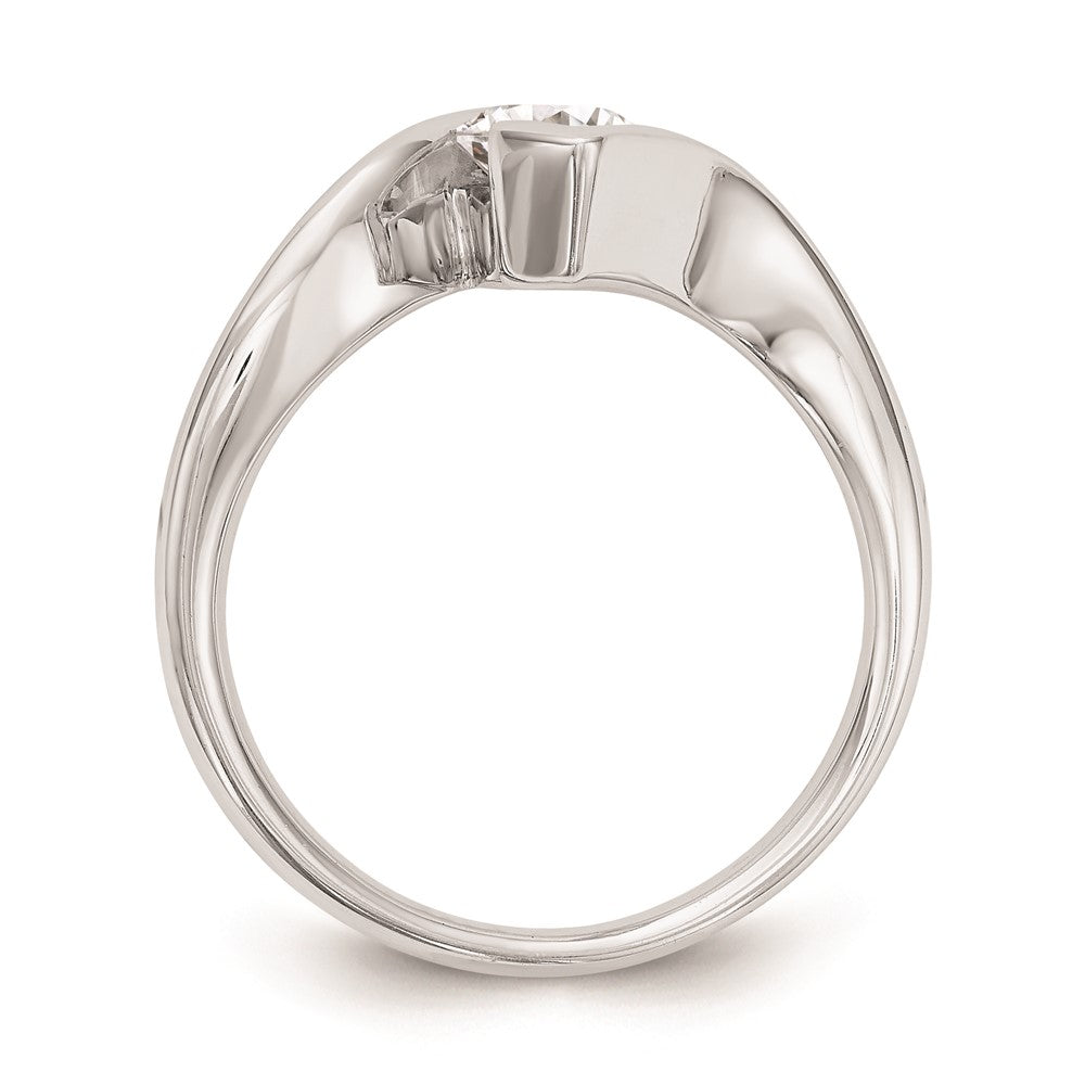 Exclusive 14K White Gold Half-Bezel Bypass Engagement Ring for 1 Carat Stone
