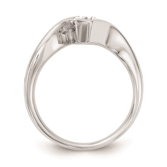 Exclusive 14K White Gold Half-Bezel Bypass Engagement Ring for 1 Carat Stone