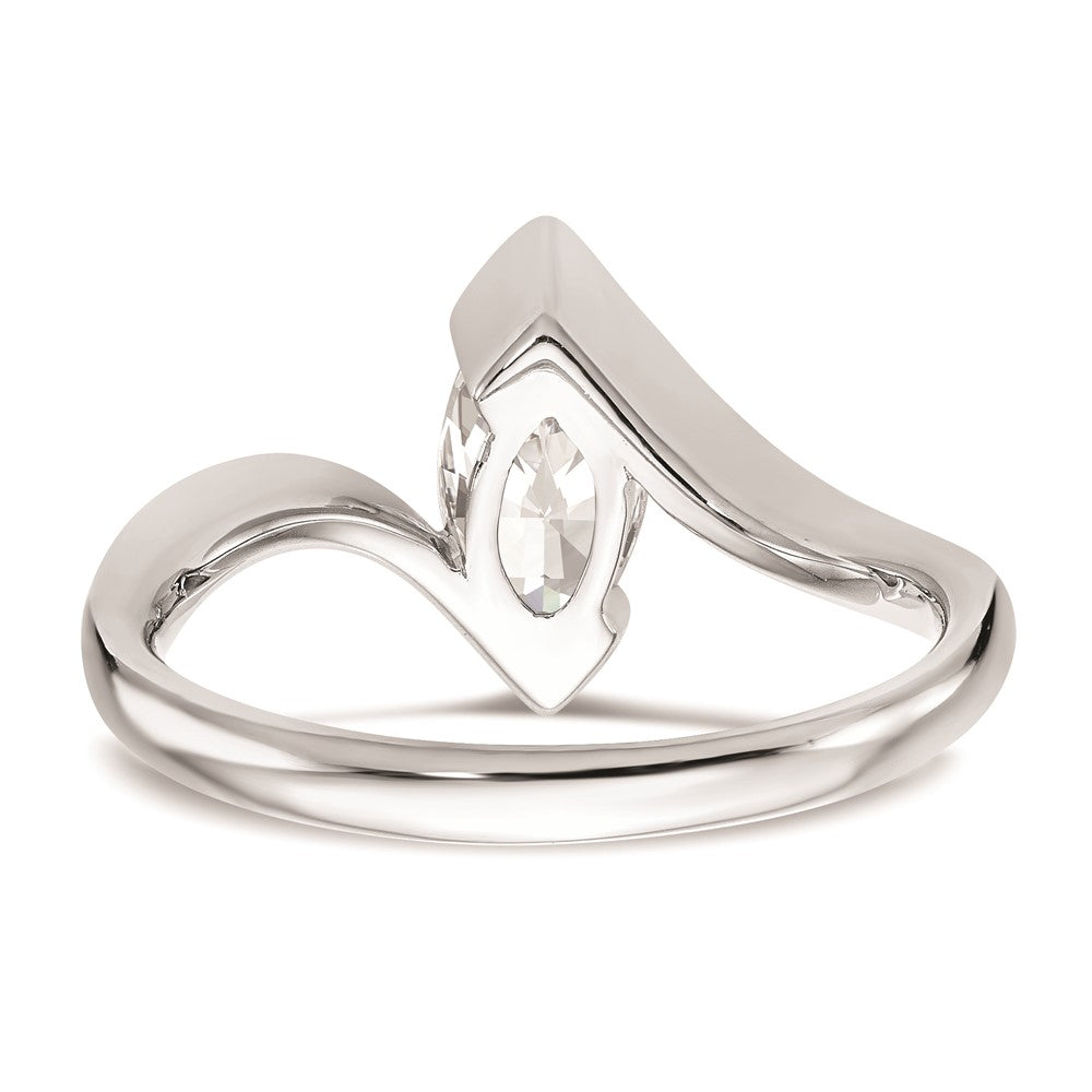 Exclusive 14K White Gold Half-Bezel Bypass Engagement Ring for 1 Carat Stone