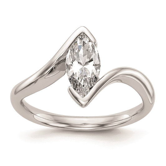 Exclusive 14K White Gold Half-Bezel Bypass Engagement Ring for 1 Carat Stone