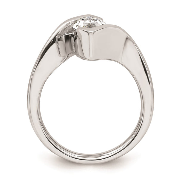 14K White Gold Half-Bezel Bypass Ring Setting for 2 Carat Marquise Stone
