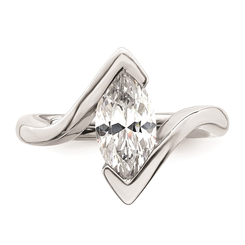 Buy 14K White Gold Half-Bezel Bypass Ring Setting for 2 Carat Marquise Stone