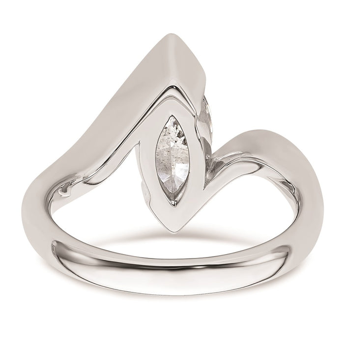 Buy 14K White Gold Half-Bezel Bypass Ring Setting for 2 Carat Marquise Stone-5