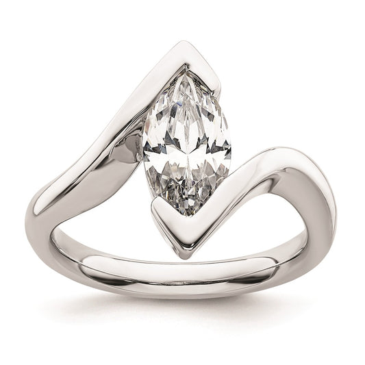 Buy 14K White Gold Half-Bezel Bypass Ring Setting for 2 Carat Marquise Stone