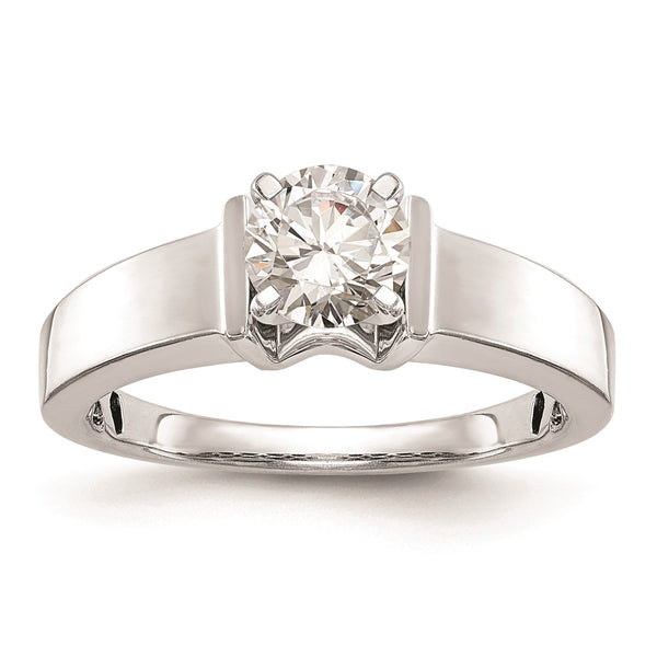 14K White Gold 5.00mm Peg Set Solitaire Engagement Ring