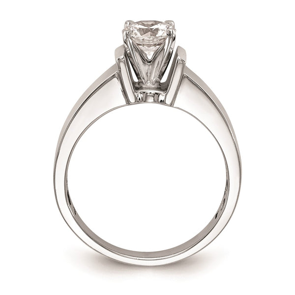 14K White Gold 5.5mm Wide Peg Set Solitaire Engagement Ring