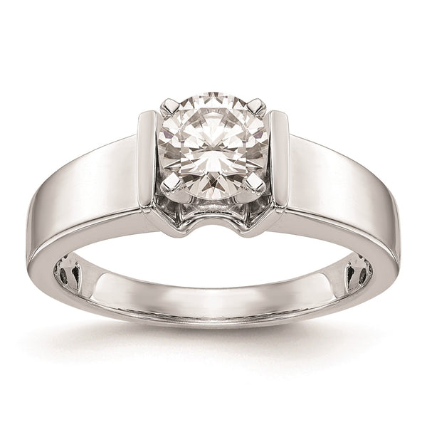 14K White Gold 5.5mm Wide Peg Set Solitaire Engagement Ring