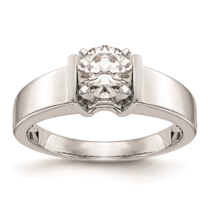 Buy Stylish 14K White Gold 5.5mm Wide Peg Set Solitaire Engagement Ring-1
