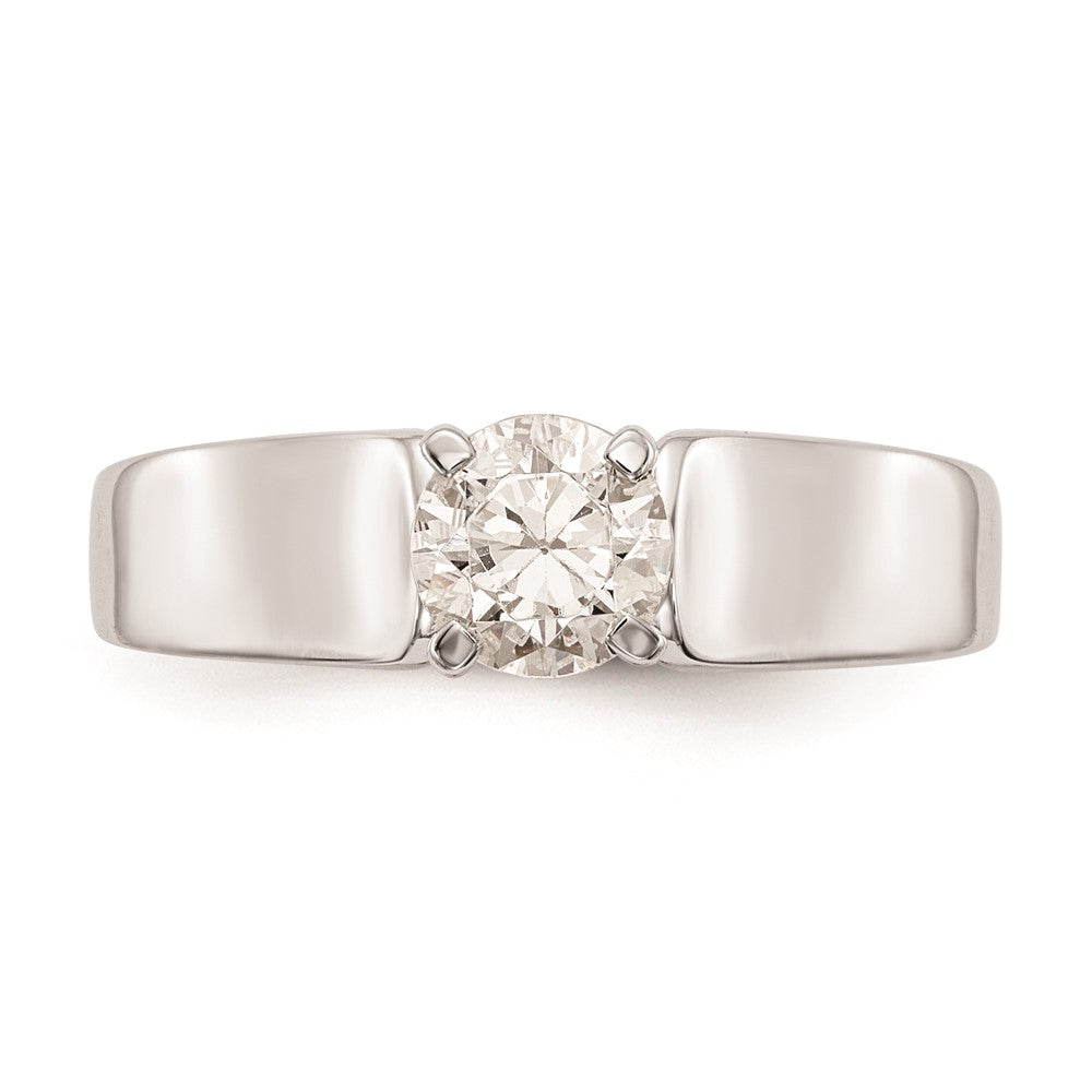 Exclusive 14K White Gold 5.2mm Wide Solitaire Engagement Ring Setting