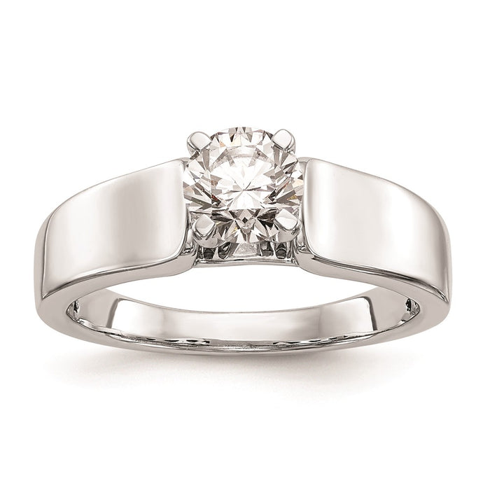 Exclusive 14K White Gold 5.2mm Wide Solitaire Engagement Ring Setting-1