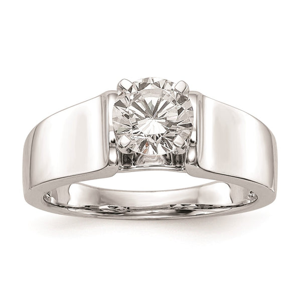 14K White Gold 6.5mm Wide Solitaire Engagement Ring Setting