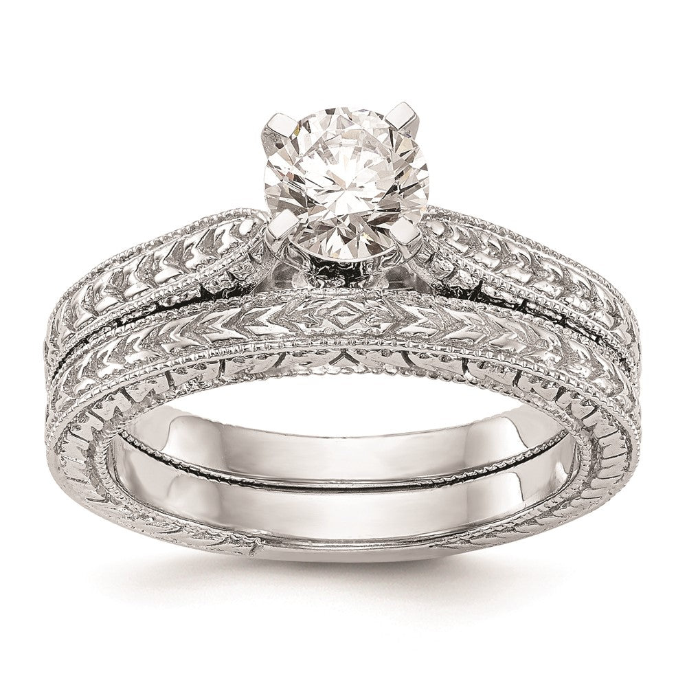 Buy 14K White Gold Etched Peg-Set Engagement Ring Setting - Stylish Value!