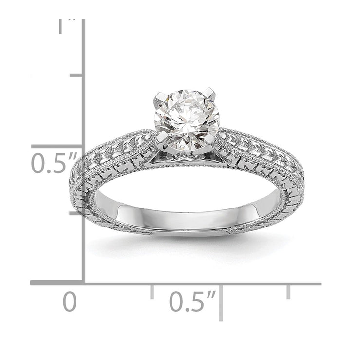 Buy 14K White Gold Etched Peg-Set Engagement Ring Setting - Stylish Value!-8
