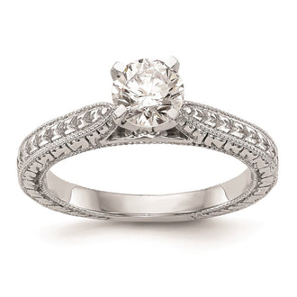 Buy 14K White Gold Etched Peg-Set Engagement Ring Setting - Stylish Value!