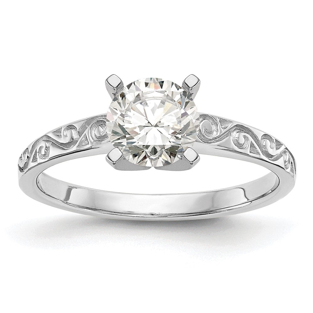 Exclusive 14K White Gold Vintage Solitaire Engagement Ring Setting - Stylish Value
