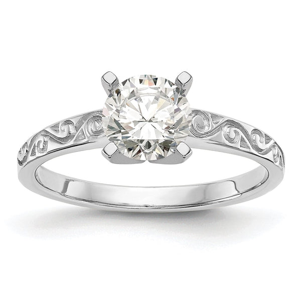 14K White Gold Vintage Solitaire Engagement Ring Setting - Style GR1-1030561