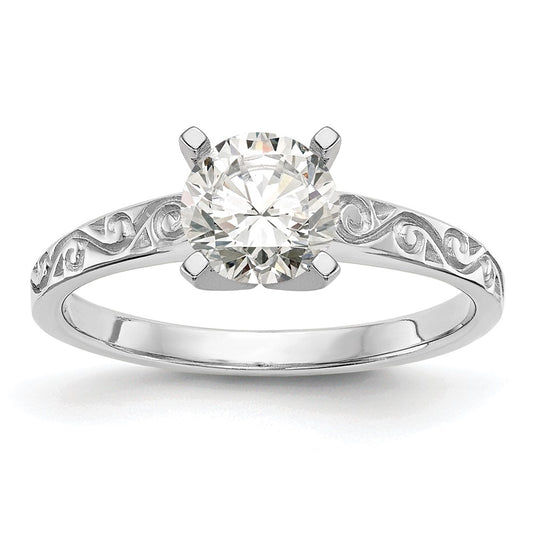 Exclusive 14K White Gold Vintage Solitaire Engagement Ring Setting - Stylish Value