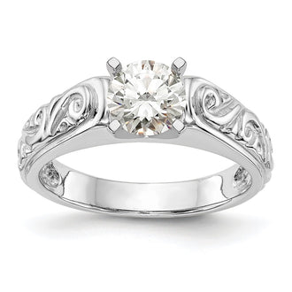 High-Quality 14K White Gold Vintage Solitaire Engagement Ring Setting - Stylish Design