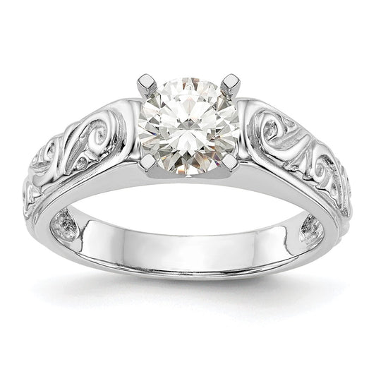 High-Quality 14K White Gold Vintage Solitaire Engagement Ring Setting - Stylish Design
