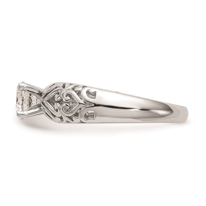 Exclusive 14K White Gold Filigree Heart Engagement Ring Setting - Stylish Value-3