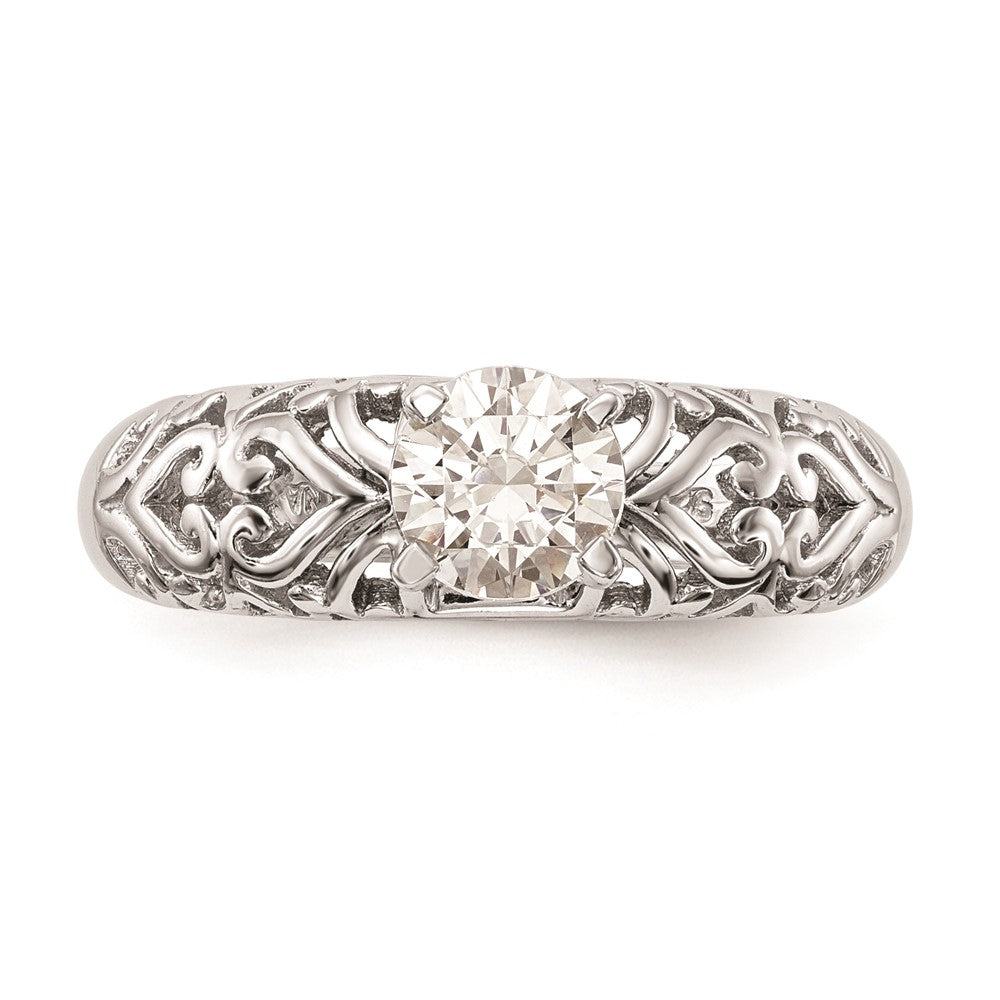 Exclusive 14K White Gold Filigree Heart Engagement Ring Setting - Stylish Value