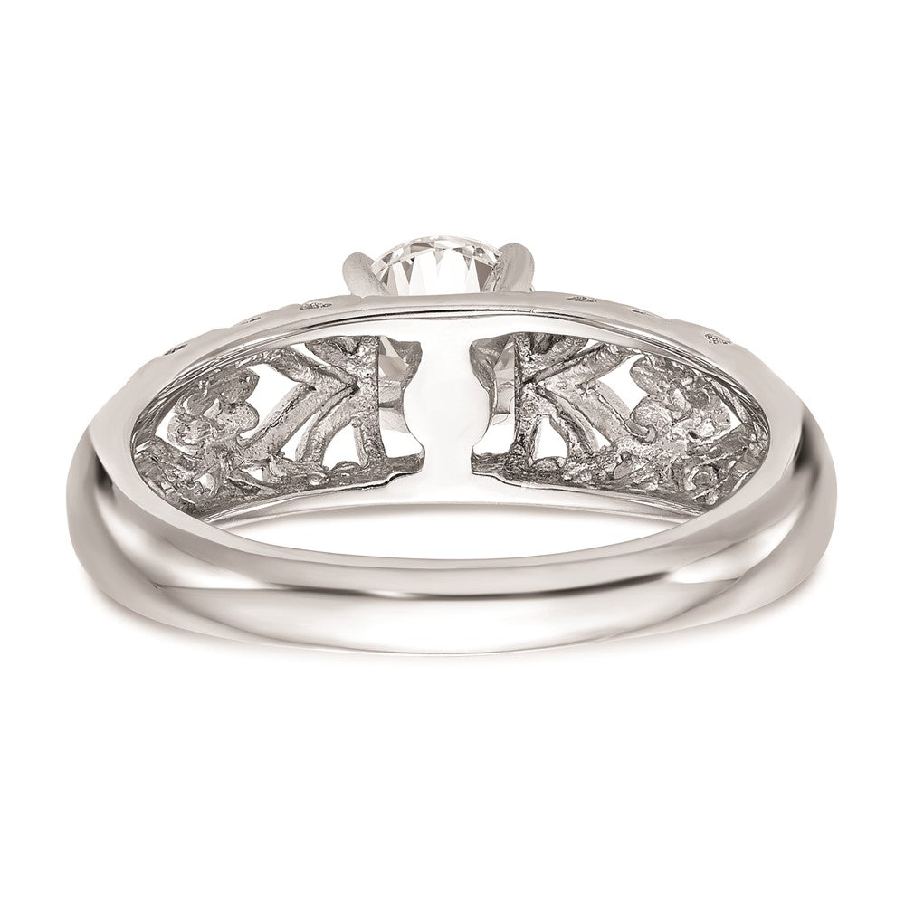 Exclusive 14K White Gold Filigree Heart Engagement Ring Setting - Stylish Value